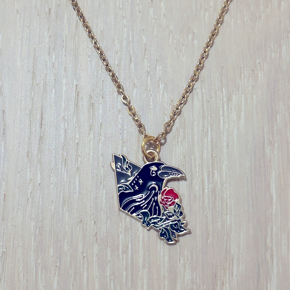 Crow & Rose Pendant Necklace